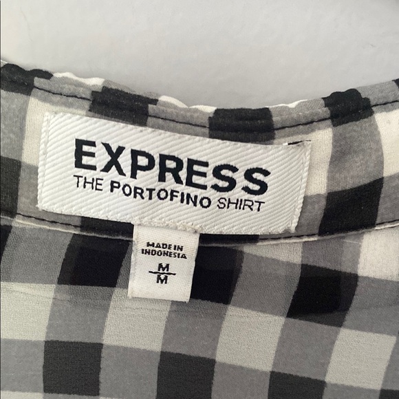 Express Black and White Portofino Button Down Shirt - Picture 2 of 9